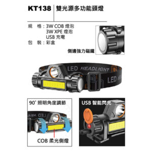 KT138 雙光源多功能頭燈
