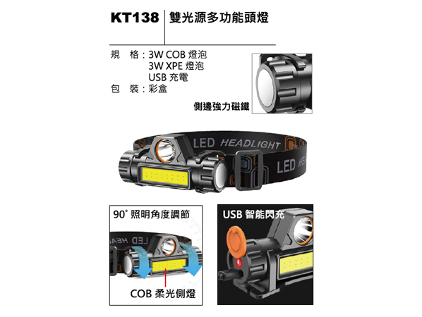 KT138 雙光源多功能頭燈